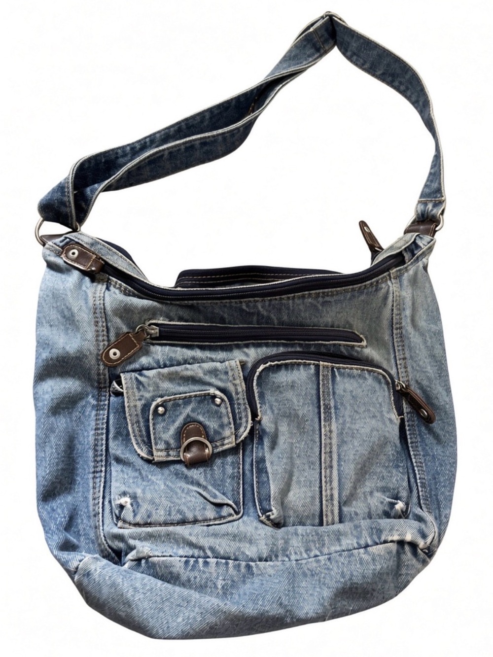 Vintage Y2K Denim Shoulder Bag in Light Blue